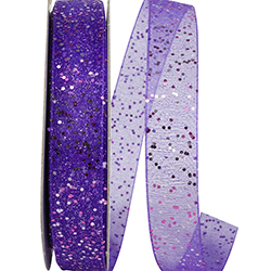 Ribbon - Glitter Mono Sheer, Purple, 5/8 Inch, 25 Yards