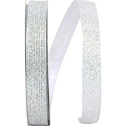 Silver 5/8 Inch Artiste Corsage Metallic Wired Edge Rd Ribbon