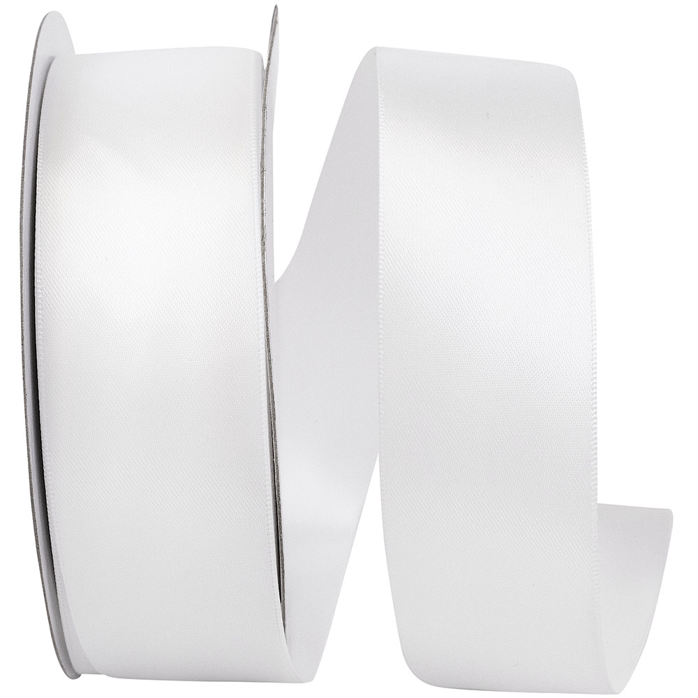 Ribbon - Double Face Satin - Dfs, White, 1-1/2 Inch, 50 Yards