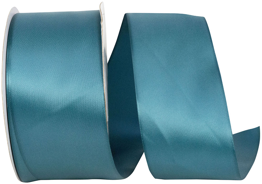 3/8 Double Face Satin Ribbon with Gold Edge Turquoise 50 Yards
