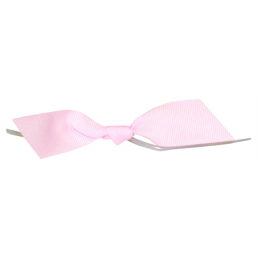 Light PINK Grosgrain Pre-tied Bow, 3.25” Bow, 5” Twist Tie, 7/8 Ribbon -  Pack of 50 Bows