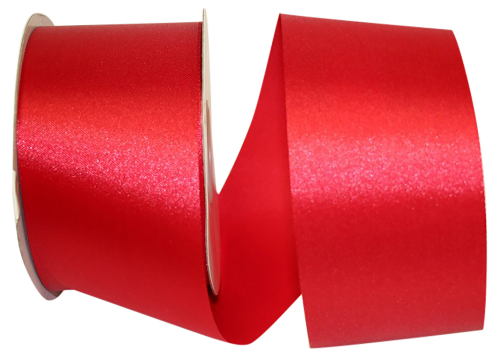 Ribbon - Aqua Satin, Red, 2-1/2 Inch, 50 Yards