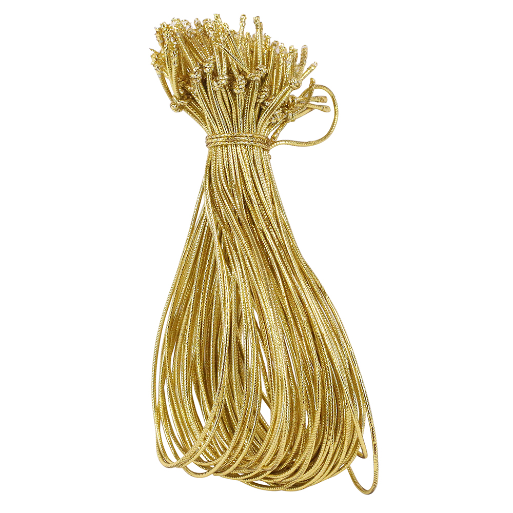 Home Decor Trimmings - Elastic Hangtag String Loop, Gold, 6 Inch