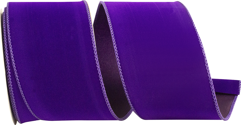 Purple French Velvet Ribbon D Stevens Ribbon 4 Inch Wired 