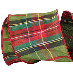 GREENSBORO PLAID DUPIONI WIRED EDGE RIBBON