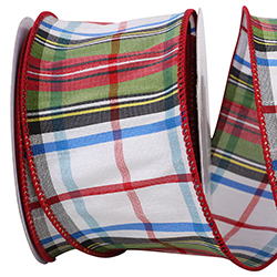 STEWARDS PLAID DUPIONI WIRED EDGE RIBBON