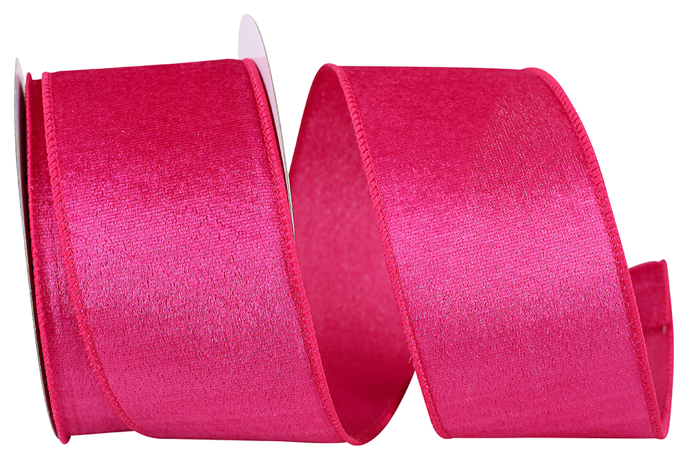 Ribbon - Designer Plush Velvet Elite Wired Edge, Ruby, 4 Inch, 5 Yards
