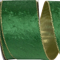VELVET PLUSH HOLIDAY METALLIC BACKED WIRED EDGE RIBBON