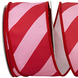 DIAGONAL STRIPE JUMBO BRIGHT CANVAS WIRED EDGE RIBBON