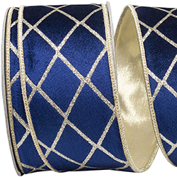 DIAMOND GLITTER STRIPES PLUSH VELVET DELUXE WIRED EDGE RIBBON