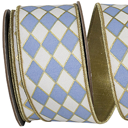 HARLEQUIN SOLID DIAMOND OUTLINE GILDED DELUXE WIRED EDGE RIBBON