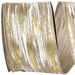 BIRCH BARK METALLIC LINEN WIRED EDGE RIBBON