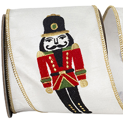 NUTCRACKER EMBROIDERY WIRED EDGE RIBBON