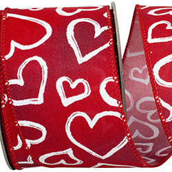 HEART OUTLINES IRIDESCENT SPARKLE WIRED EDGE RIBBON