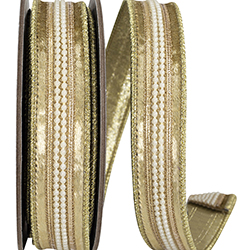 VELVET TRIM ACCENT FUSED METALLIC BACKED WIRED EDGE RIBBON