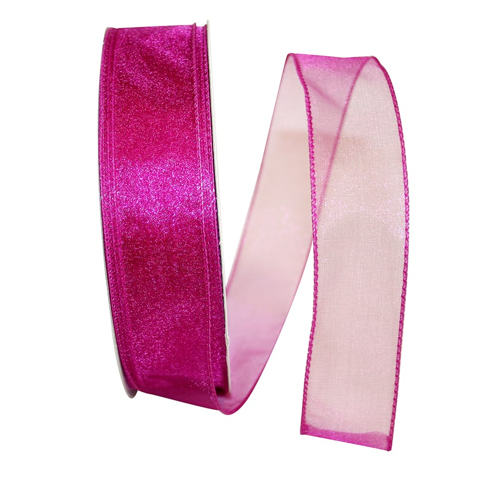 Hot Pink Wired Ribbon, 1 1/2 Inch Ribbon